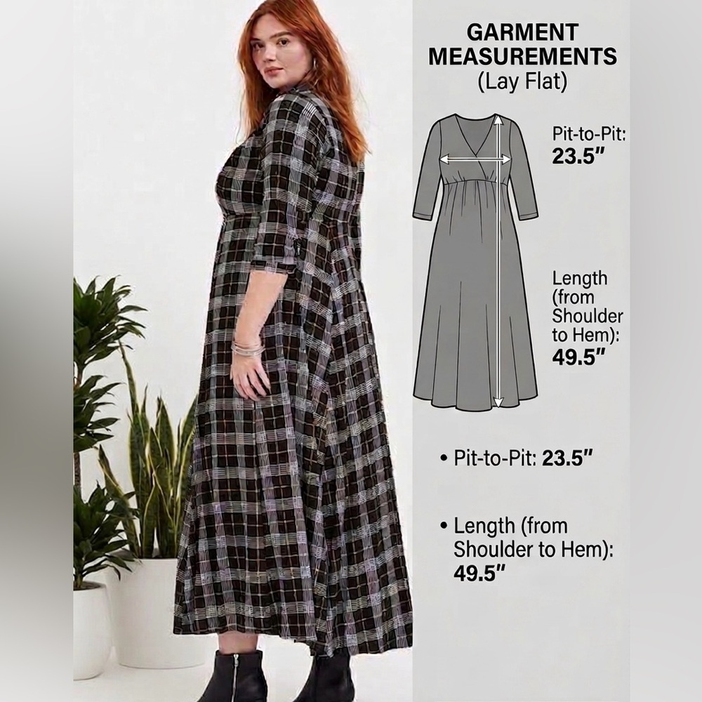 Torrid Plaid Maxi Shirt Dress Duster Long Sleeve Yellow Black White - Sz 2 - Picture 2 of 16